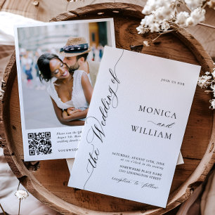 Invitation Élégant minimaliste Mariage photo code QR