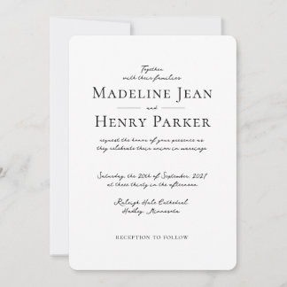 Invitation Élégant Minimaliste Mariage Photo Noir Blanc