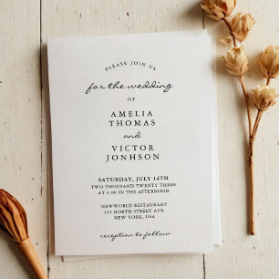 Invitation Élégant minimaliste Mariage photo noir et blanc