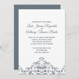 Invitation Élégant minimaliste moderne Dusty Blue Damask