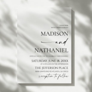 Invitation Élégant minimaliste moderne Mariage noir blanc