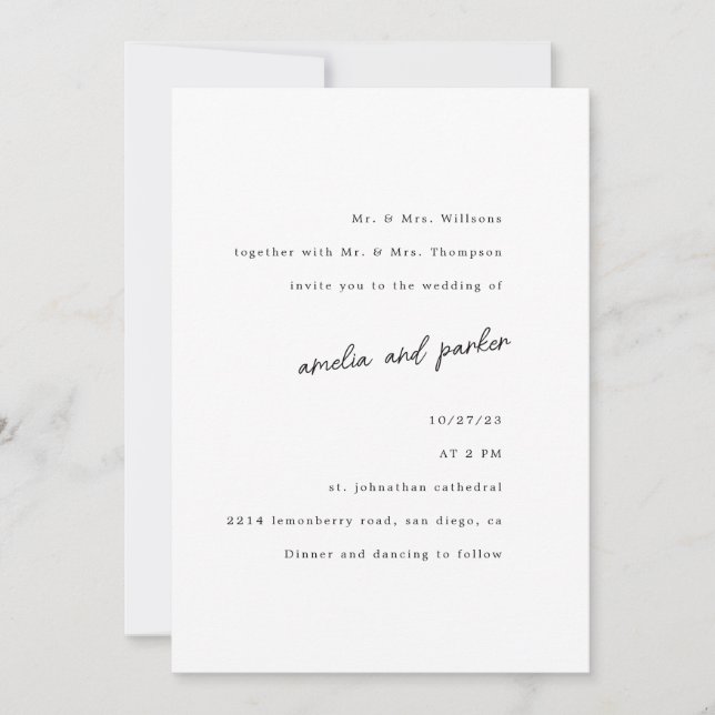 Invitation Élégant minimaliste moderne noir & blanc (Devant)
