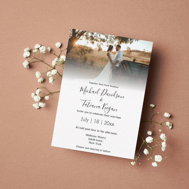 Invitation élégant minimaliste moderne photo mariage (Créateur téléchargé)
