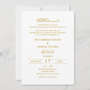 Invitation Élégant minimaliste Nikkah Mariage islamique arabe