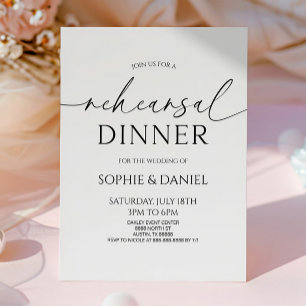 Invitation Élégant minimaliste noir blanc Dîner de répétition