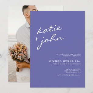 Invitation Élégant minimaliste périphérique Mariage bleu