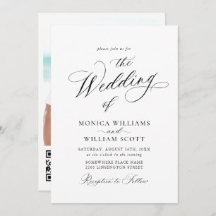 Invitation Élégant minimaliste photo Mariage code QR PHOTO