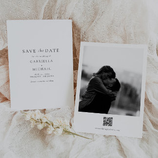 Invitation Élégant minimaliste photo QR Code Enregistrer la d