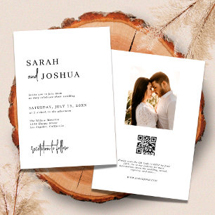 Invitation Élégant minimaliste QR Code Mariage photo