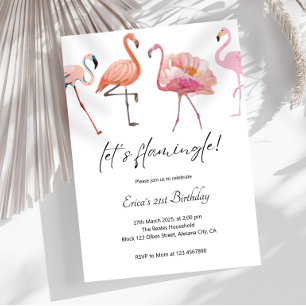 Invitation Élégant Minimaliste Rose Flamingle Flamant