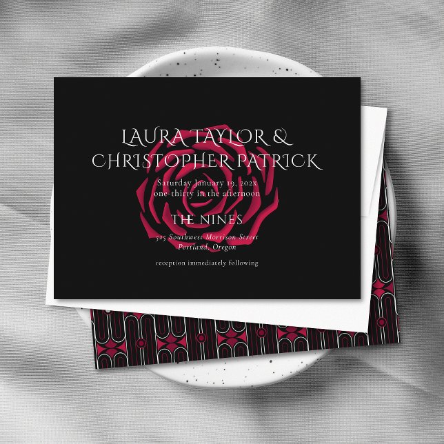 Invitation Élégant minimaliste Rose Rose Burgandy (Créateur téléchargé)