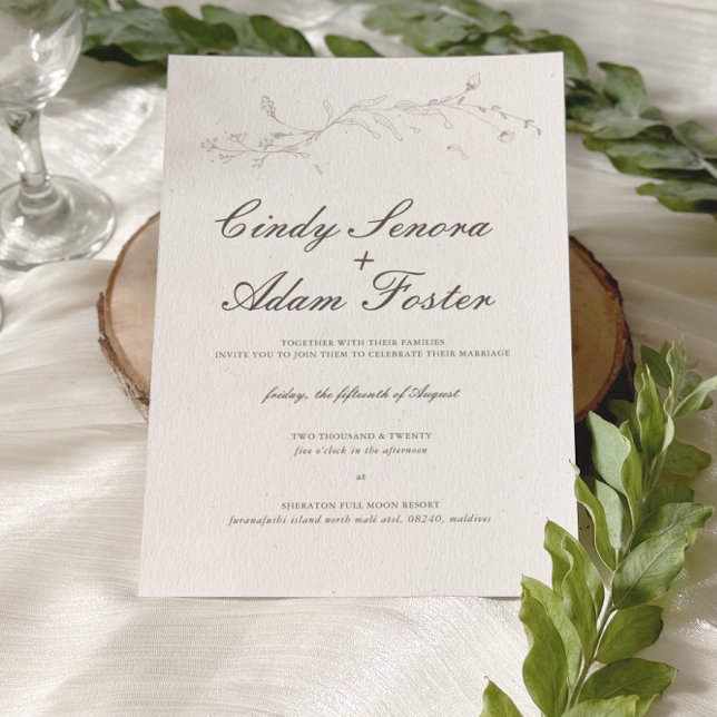 Invitation Élégant minimaliste rustique Mariage botanique (Créateur téléchargé)
