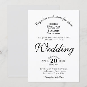 Invitation Élégant minimaliste simple Mariage noir et blanc
