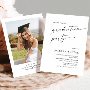 Invitation Élégant minimaliste une photo de la fête de gradua