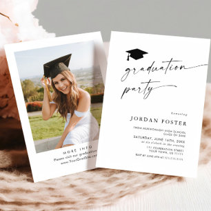 Invitation Élégant minimaliste une photo de la fête de gradua