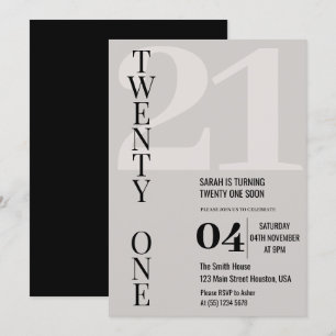 Invitation Élégant minimaliste Vingt et un 21ème anniversaire