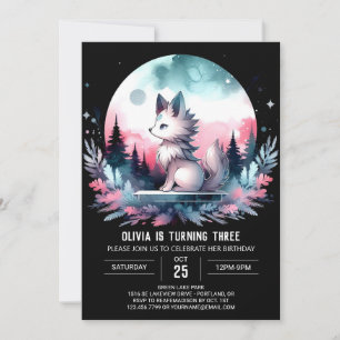 Invitation Elégant minimaliste Wolf Anniversaire
