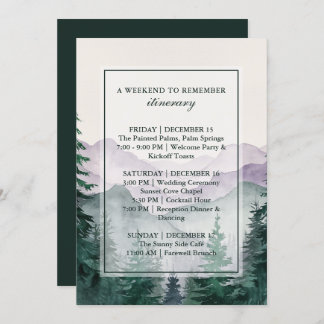 Invitation Elegant Misty Mountain Forest Itinerary Card