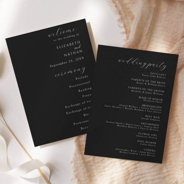 Invitation Elegant Modern Black Tie Formal Wedding Program (Créateur téléchargé)