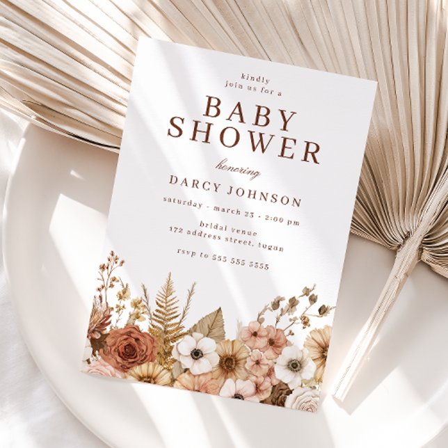 Invitation Elegant Modern Boho Floral Baby Shower (Créateur téléchargé)