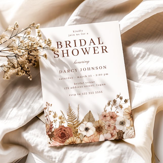 Invitation Elegant Modern Boho Floral Bridal Shower (Créateur téléchargé)