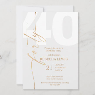 Invitation Elegant Modern Calligraphy 40th Adult Birthday