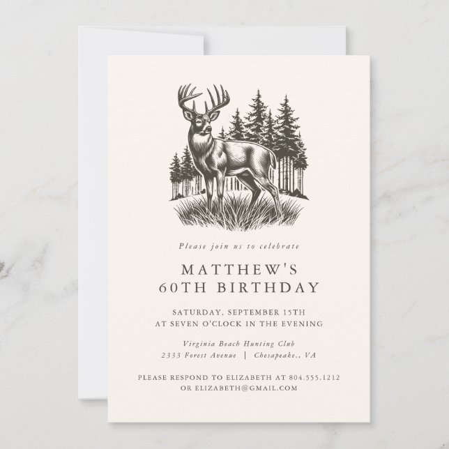 Invitation Elegant Modern Hunter Birthday Party  (Devant)
