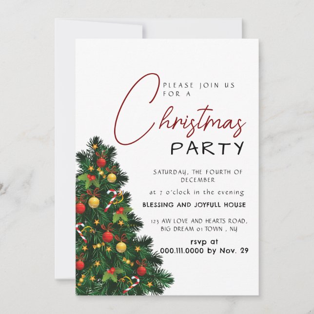 Invitation Elegant Modern Joy Christmas Party (Devant)