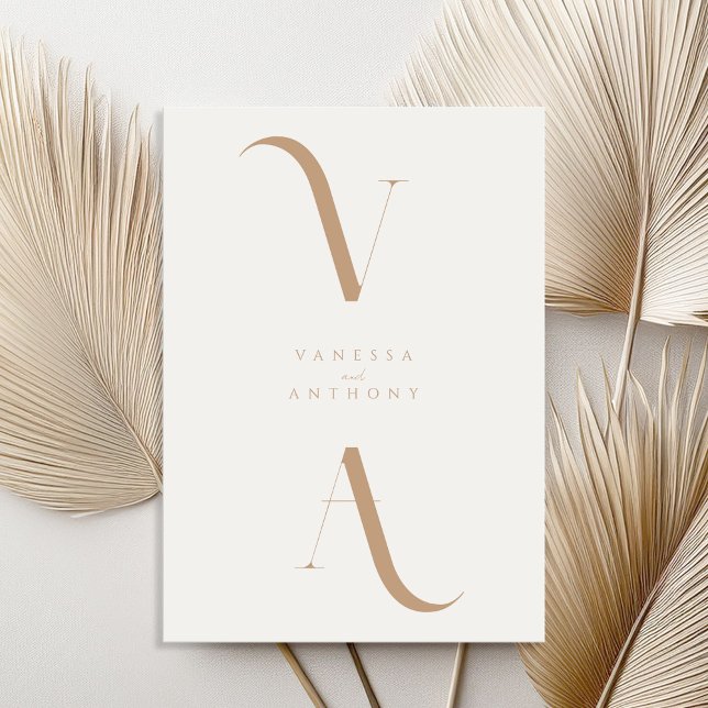 Invitation Elegant Modern Minimalist Ivory and Tan Wedding (Créateur téléchargé)
