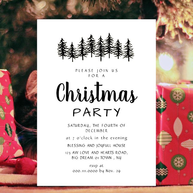 Invitation Elegant Modern Pine Forest Christmas Party (Créateur téléchargé)