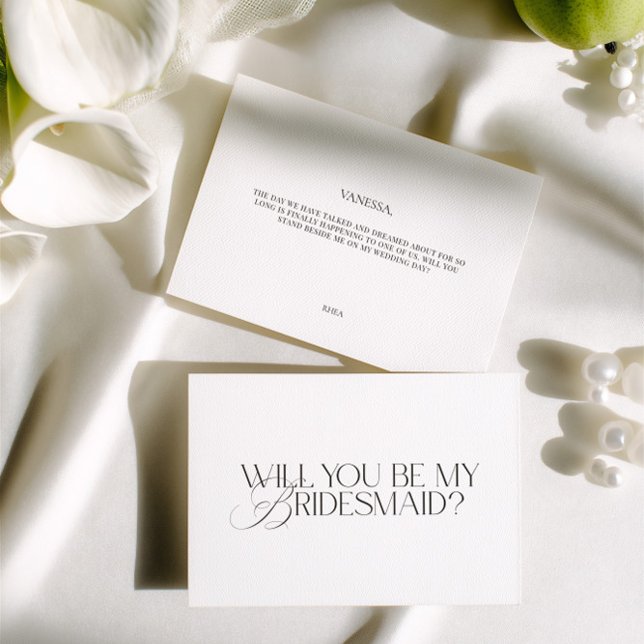 Invitation Elegant Modern White Bridesmaid Proposal Card (Elegant Modern White Bridesmaid Proposal Card)