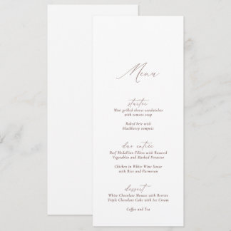 Invitation Elegant Modern White Calligraphy Wedding Menu