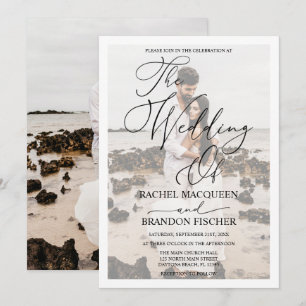 Invitation Elegant Modern White Framed Couple Photo Wedding