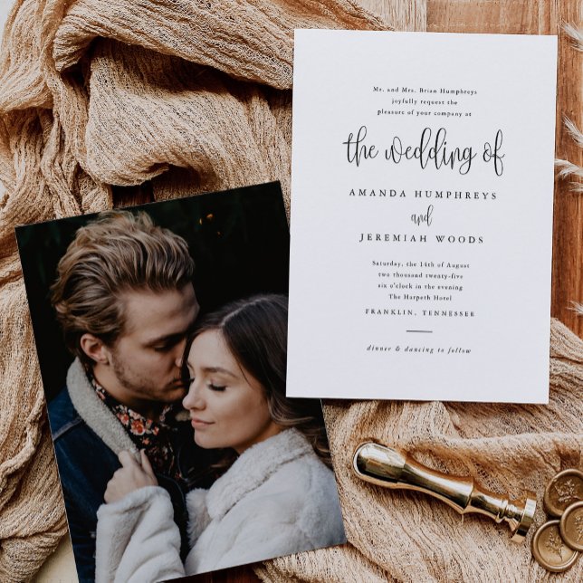 Invitation Élégant Moderne Calligraphie Script Mariage photo (Créateur téléchargé)