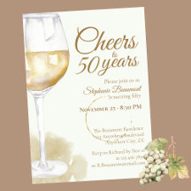 Elégant moderne Cheers Vin blanc 50e anniversaire