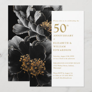 Invitation Élégant Moderne Chic Floral 50e Anniversaire