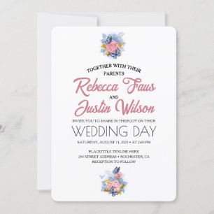 Invitation Élégant Moderne Dusty Rose Rose Floral