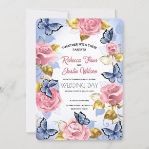 Invitation Élégant Moderne Dusty Rose Rose Floral