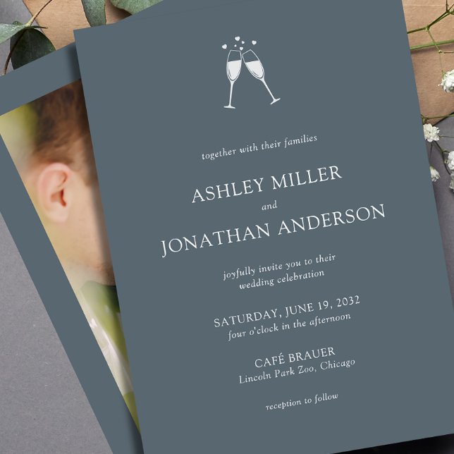 Invitation Élégant Moderne Éléments simples Photo Mariage (Créateur téléchargé)