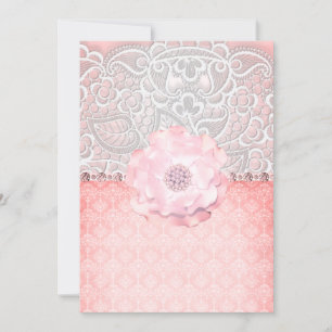 INVITATION ÉLÉGANT & MODERNE LACE DIAMOND PEACH MARIAGE