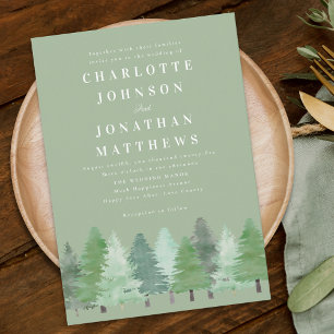 Invitation Élégant Moderne Mariage Vert Sauge Forêt Boisée