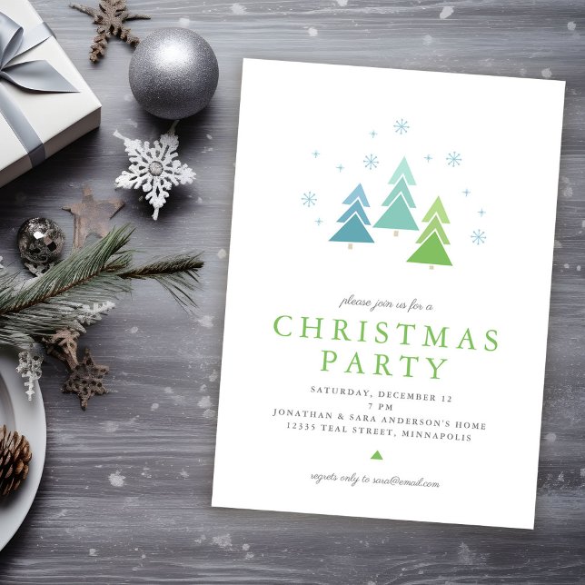 Invitation Élégant Moderne Minimal Arbres Noël (Créateur téléchargé)