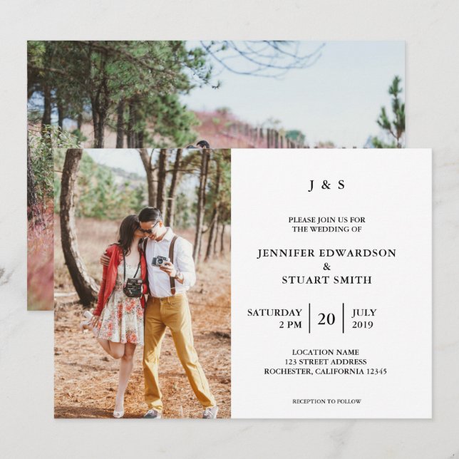 Invitation Élégant Moderne monogrammed propres photos Mariage (Devant / Derrière)