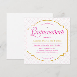 Invitation Elégant moderne rose or Quinceañera