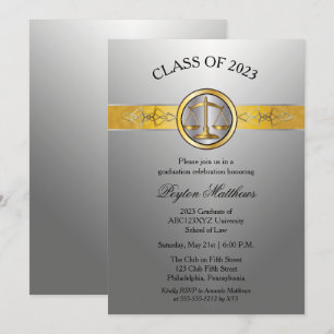 Invitation Élégant moderne Silver Law School