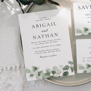 Invitation Élégant moderne Toutes les saisons Mariage feuille