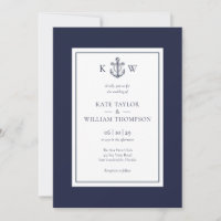 Élégant Monogramme Ancre Bleu Marine Naissance Mar