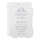 Élégant Monogramme classique Dusty Mariage bleu