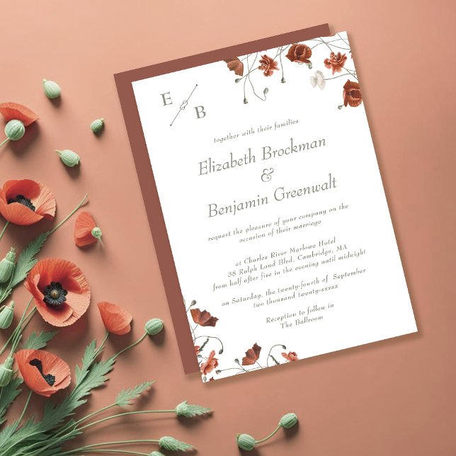 Invitation Élégant Monogramme en terre cuite Mariage contempo (Créateur téléchargé)