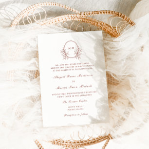 Invitation Élégant Monogramme en terre cuite QR Rsvp Mariage 